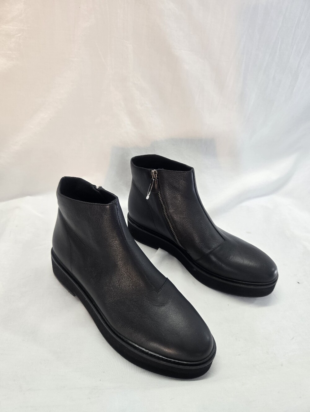 Eileen Fisher Women's Size 11M Leather Platform Bootie Boots Black - Picture 2 of 7